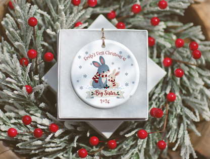 Big Sister Christmas Ornament, Personalized Name &amp; Year, New Sibling Keepsake