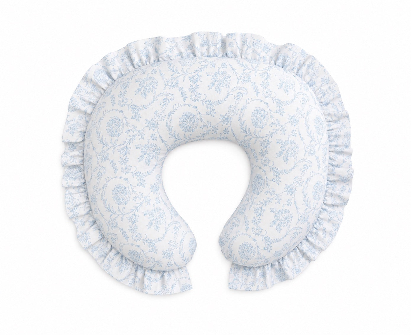 Blue Chinoiserie Ruffle Nursing Pillow Cover