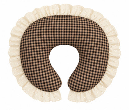 Gingham Ivory Eyelet Ruffle Original Nursing Pillow Cover