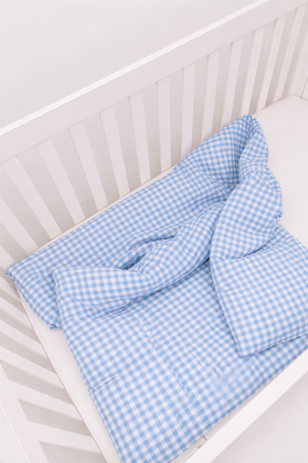 Blue Gingham Crib Quilted Blanket