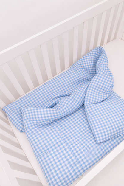 Blue Gingham Crib Quilted Blanket