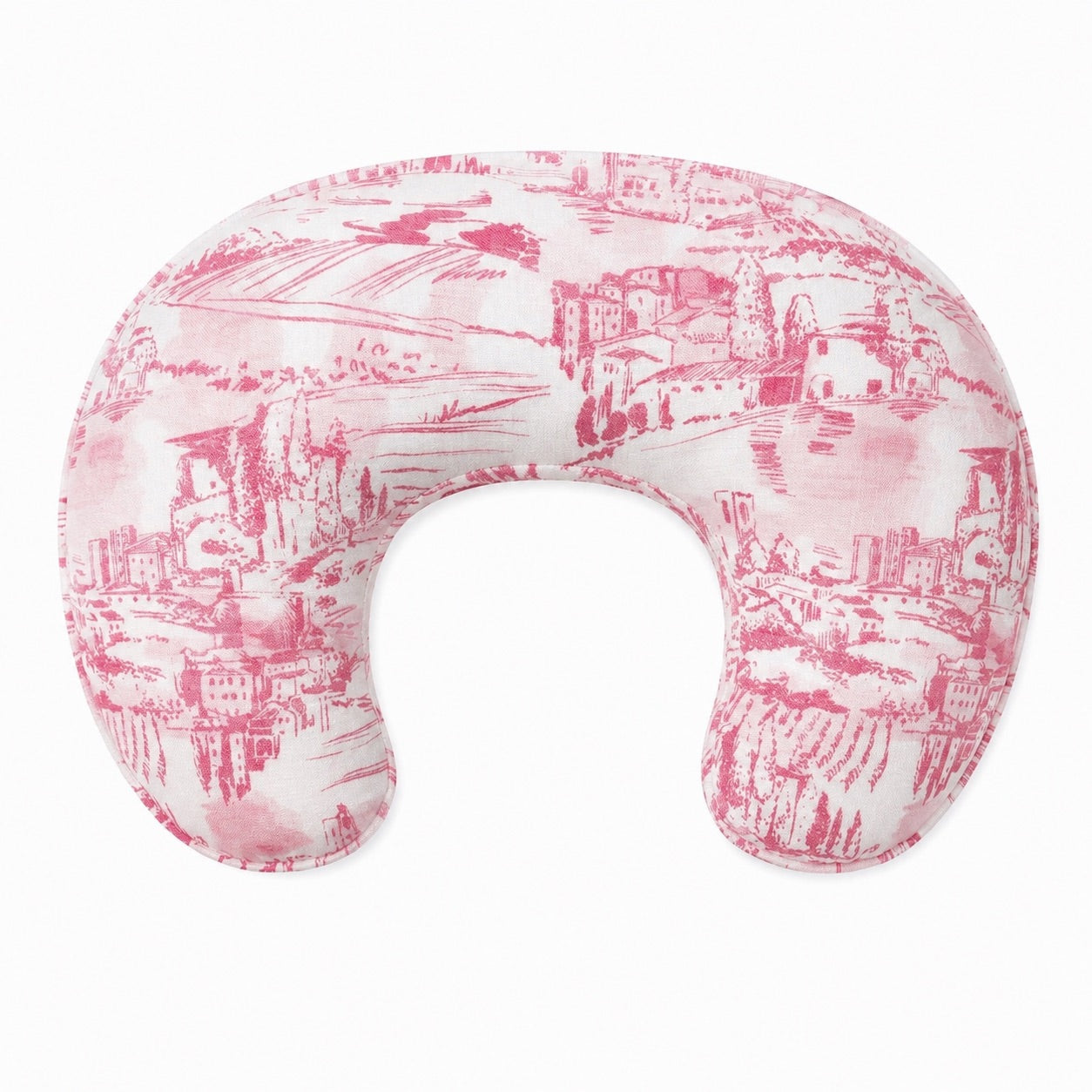 Pink Toile Ruffle Nursing Pillow Cover
