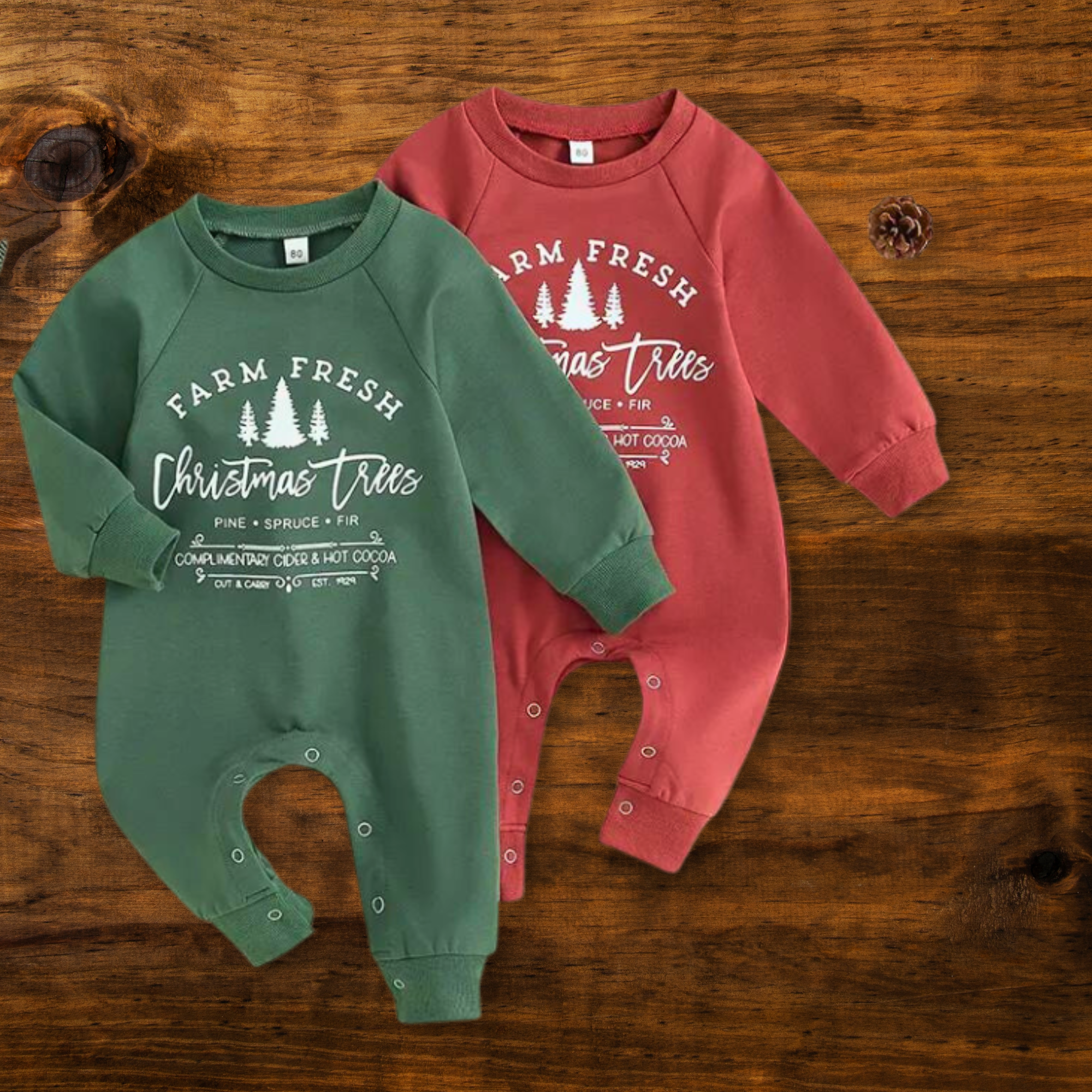 Baby Christmas Sweatshirt Romper, Christmas Tree Baby Onesie, Cute and Comfy Christmas Romper - Gathering Littles