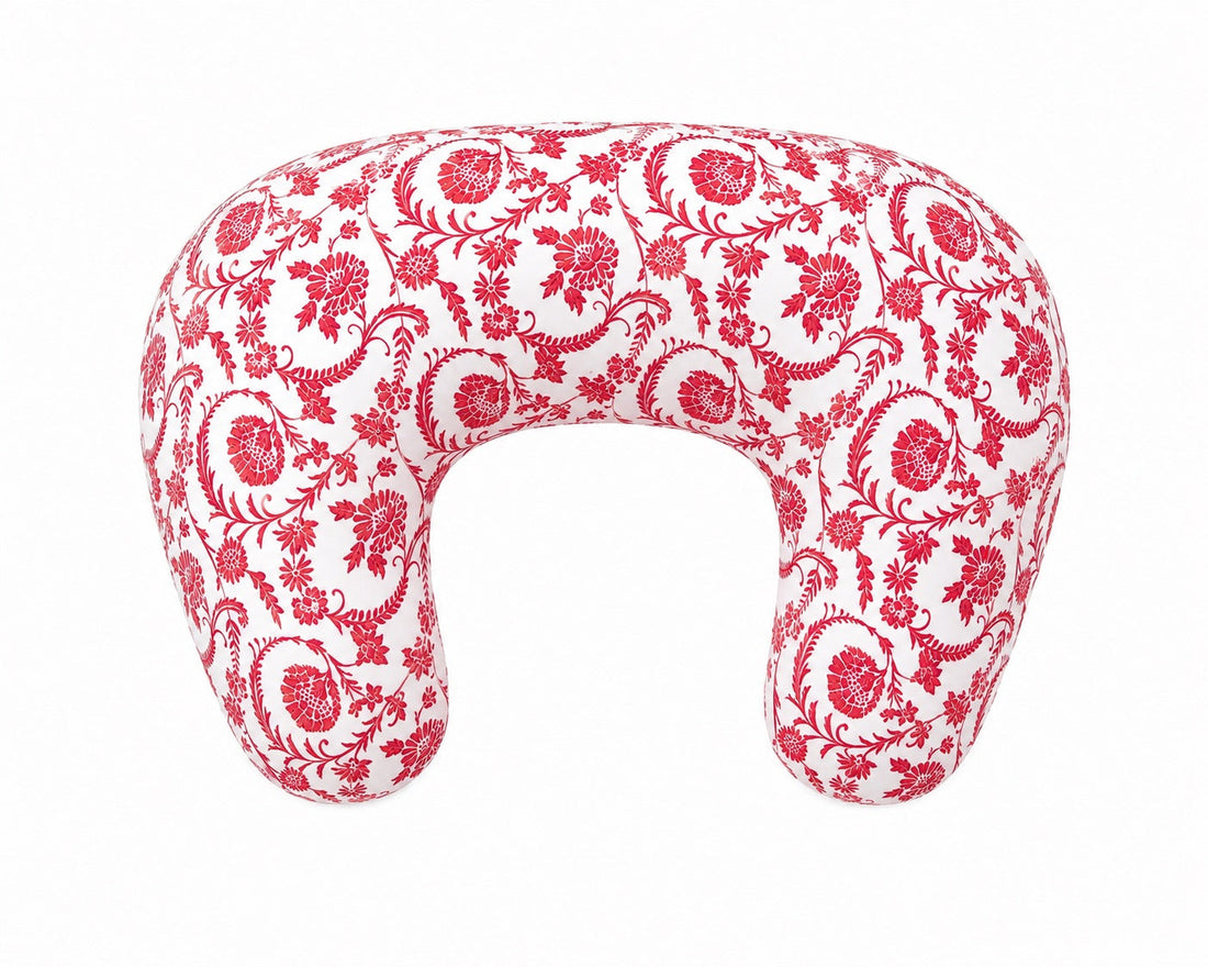 Red Chinoiserie Ruffle Nursing Pillow Cover