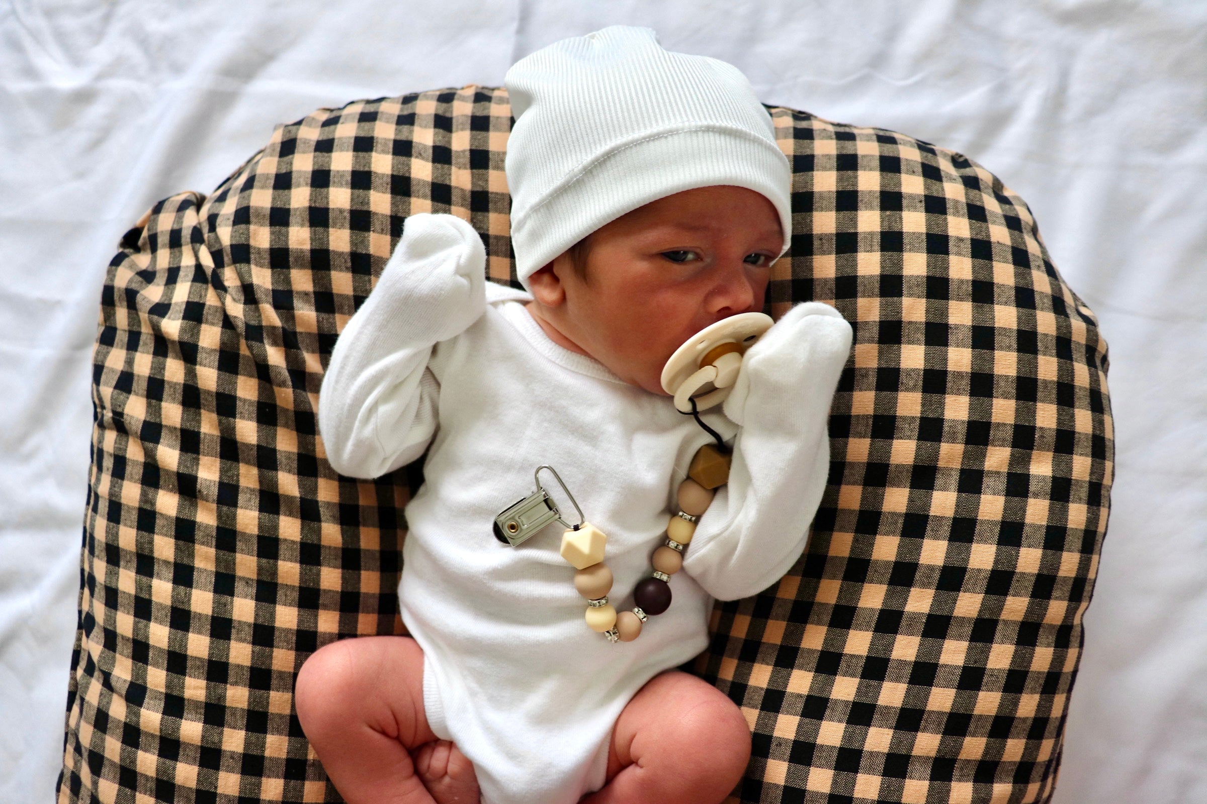Brown Black Gingham Baby Lounger Cover