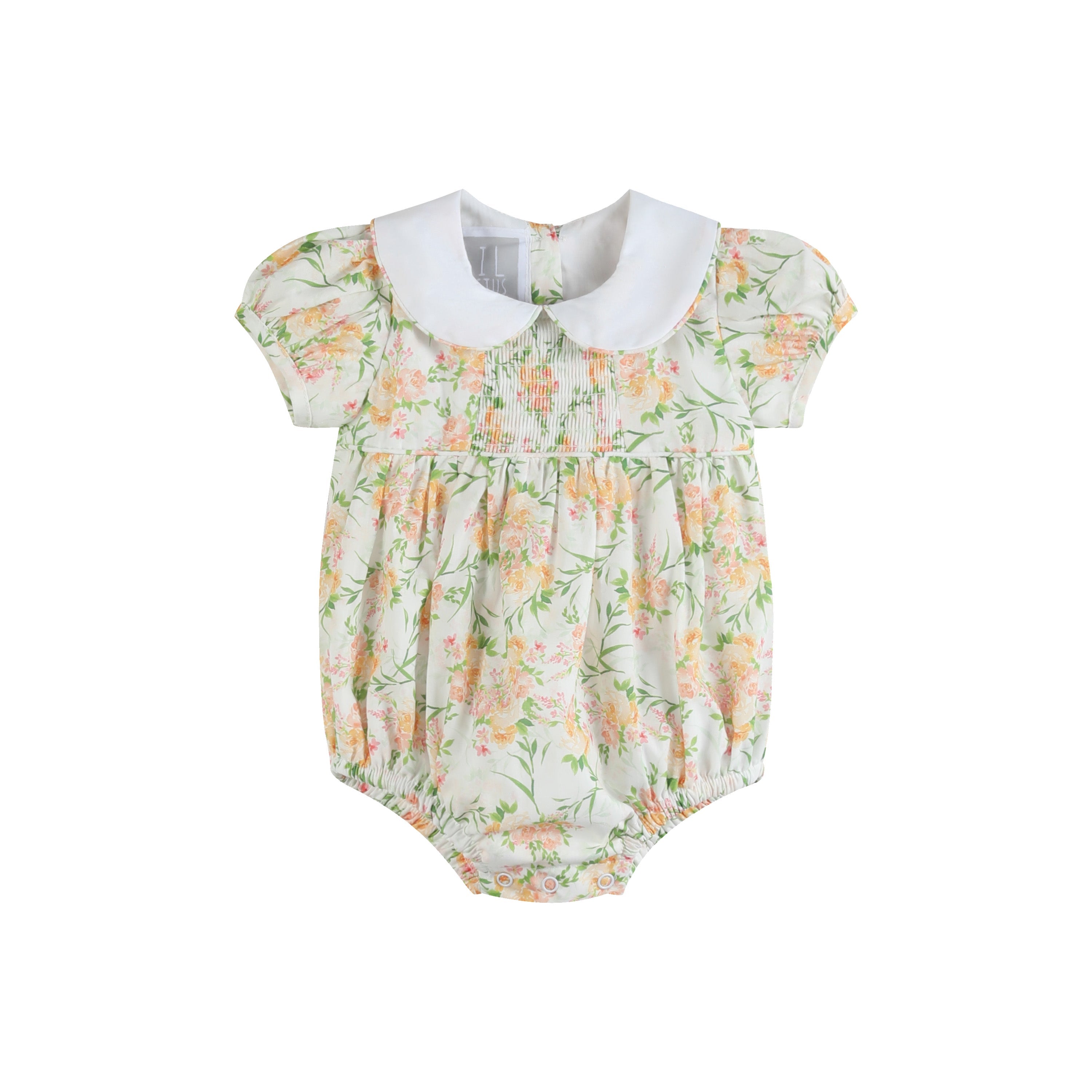 Floral Smocked Collared Bubble Romper