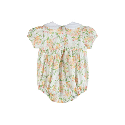 Floral Smocked Collared Bubble Romper