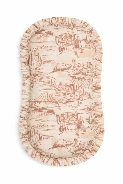 Brown Toile Ruffle Baby Lounger Cover