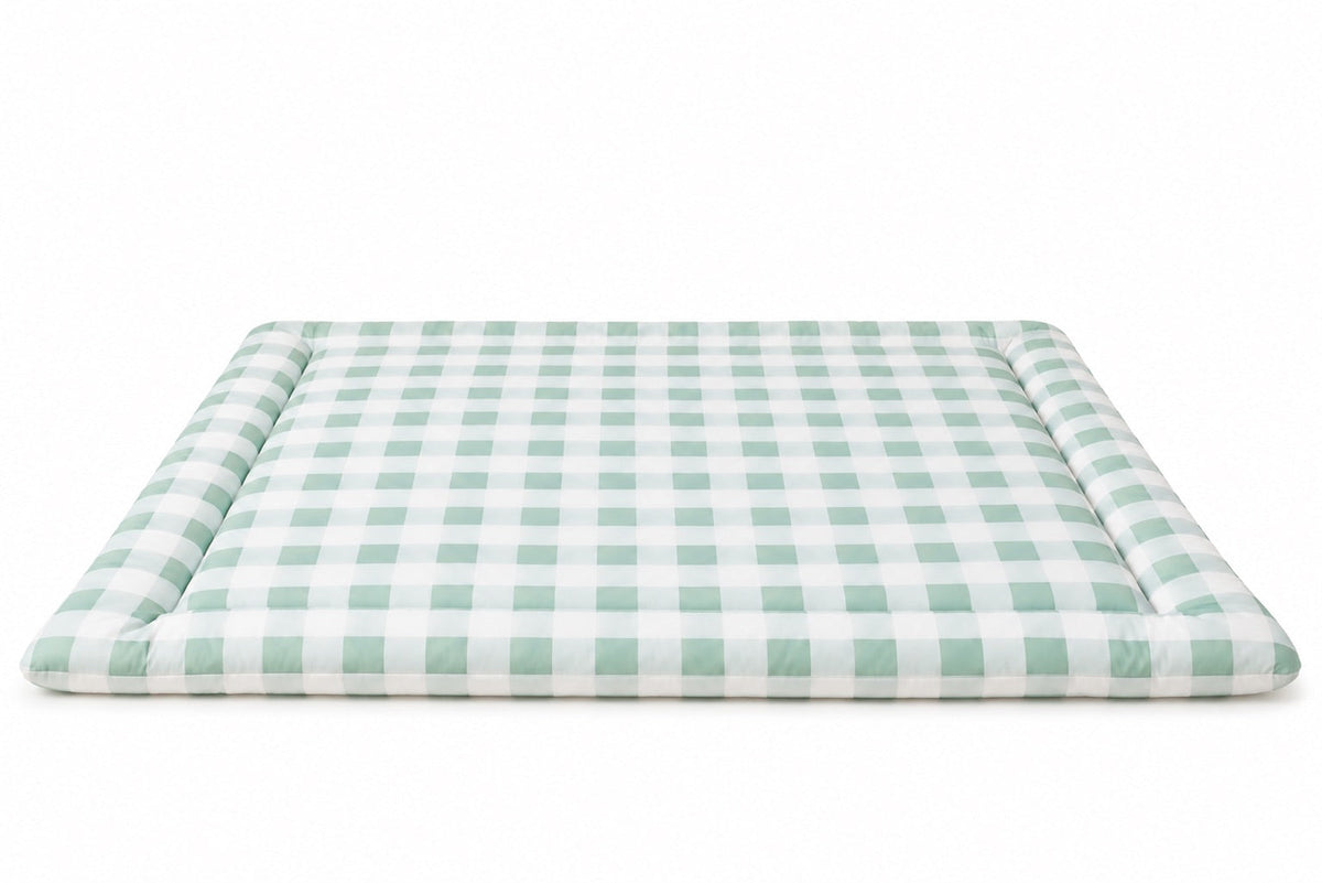 Light Green Checkered Padded Baby Play Mat