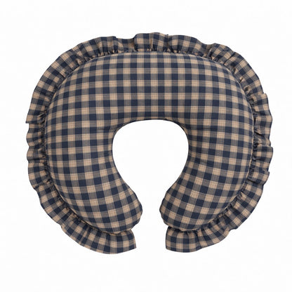 Blue Plaid Ruffle Nursing Pillow Cover