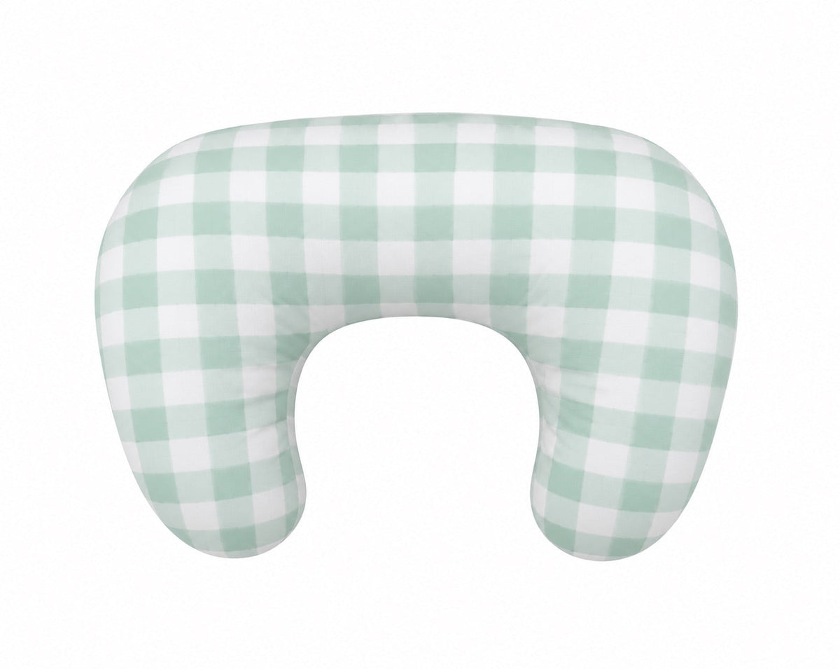 Light Green Checkered Ruffle Nursing Pillow Cover