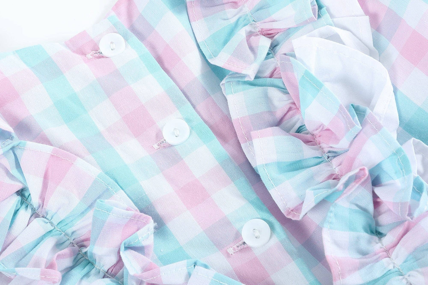 Pink and Aqua Gingham Ruffle Bow Dress