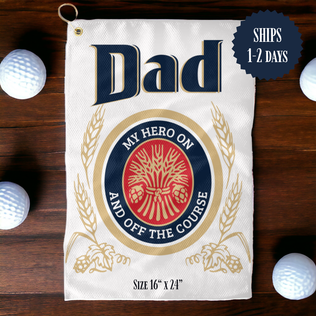 Golf Gift for Dad - Beer Themed Golf Towel Gift for Dad