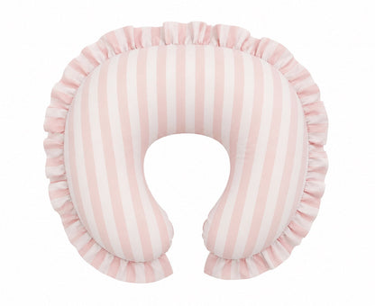 Pink White Stripe Ruffle Nursing Pillow Cover