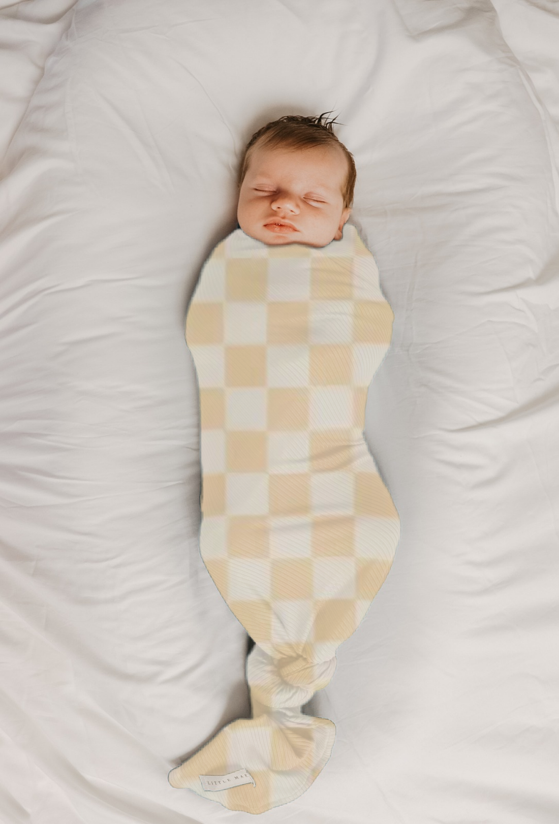 Butter Yellow &amp; White Checkered Stretch Swaddle