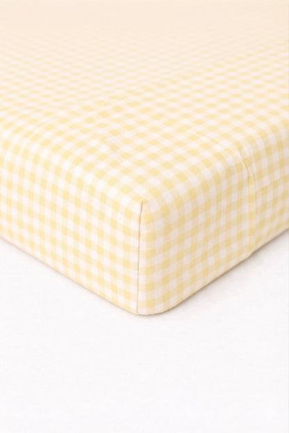 Yellow White Gingham Crib Sheet