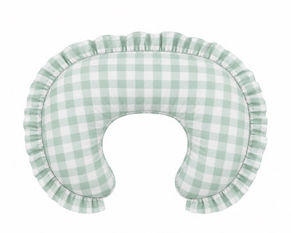 Light Green Checkered Ruffle Nursing Pillow Cover