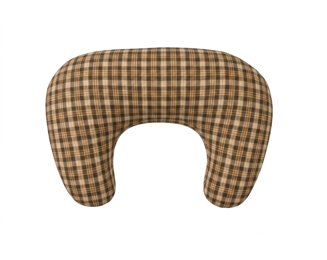 Brown Plaid Ruffle Nursing Pillow Cover