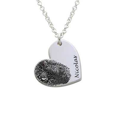 Personalized Fingerprint Necklace Custom Heart Necklace Name Necklace - Gathering Littles