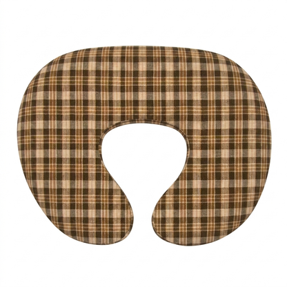 Brown Plaid Ruffle Nursing Pillow Cover