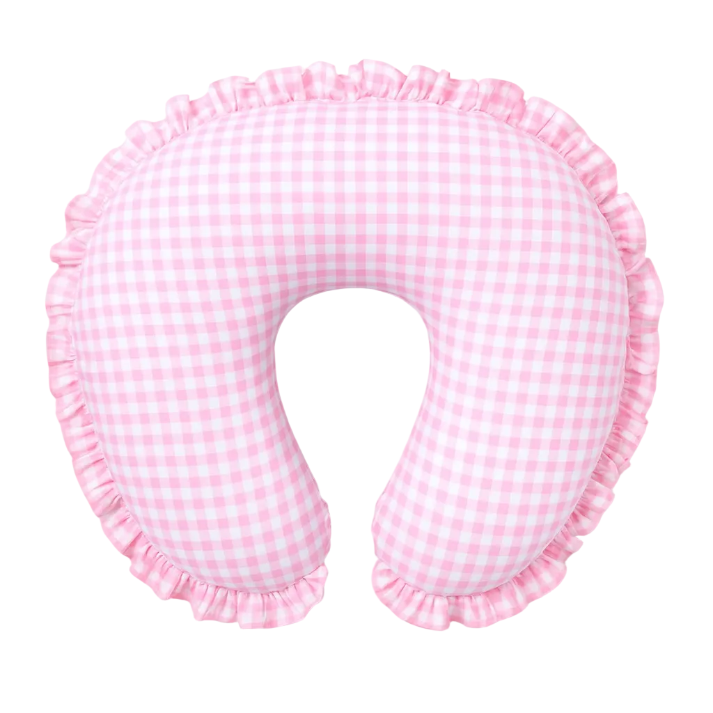 Pink Gingham Ruffle Nursing Pillow Cover