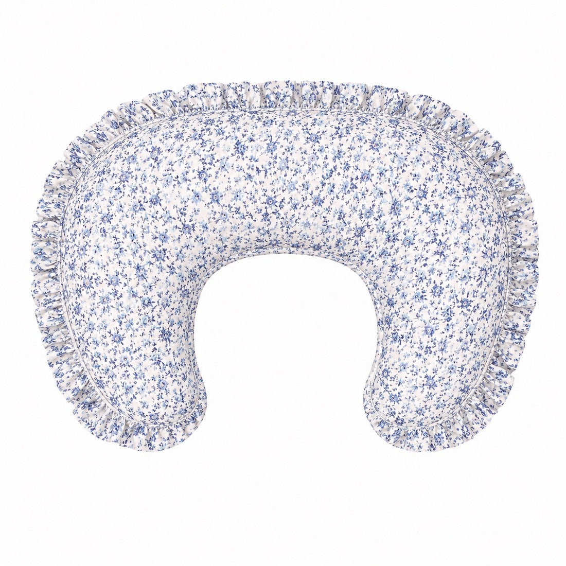 Blue Floral Ruffle Nursing Pillow Cover