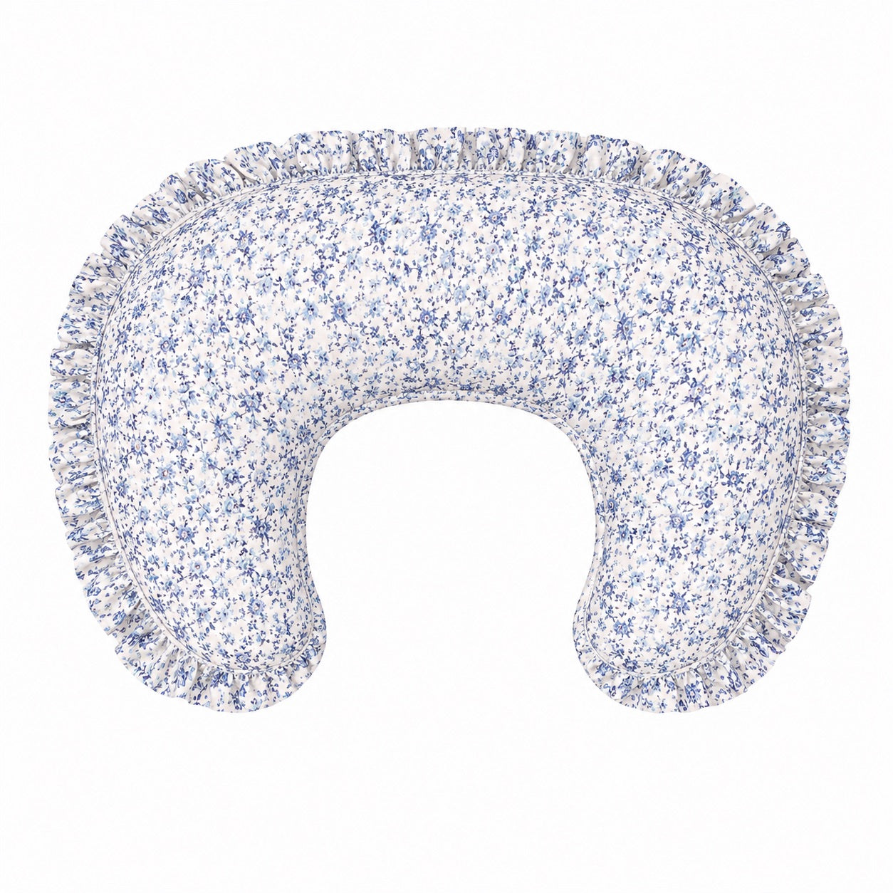 Blue Floral Ruffle Nursing Pillow Cover