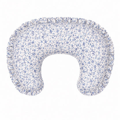 Blue Floral Ruffle Nursing Pillow Cover