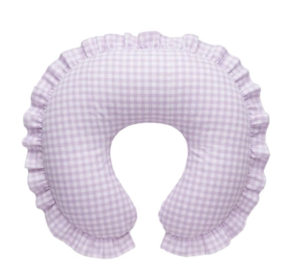 Purple Gingham Ruffle Nursing Pillow Cover