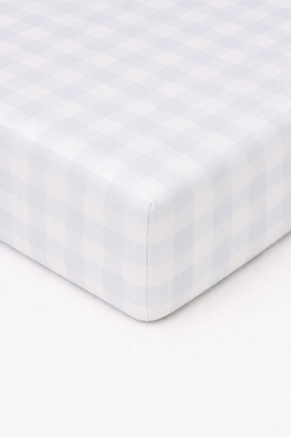 Light Blue Checkered Crib Sheet
