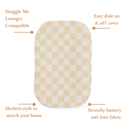 Butter Yellow Checkered Baby Lounger Cover