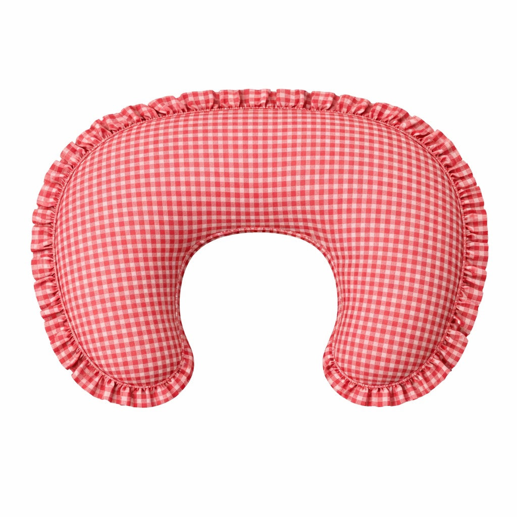 Red Gingham Ruffle Nursing Pillow Cover