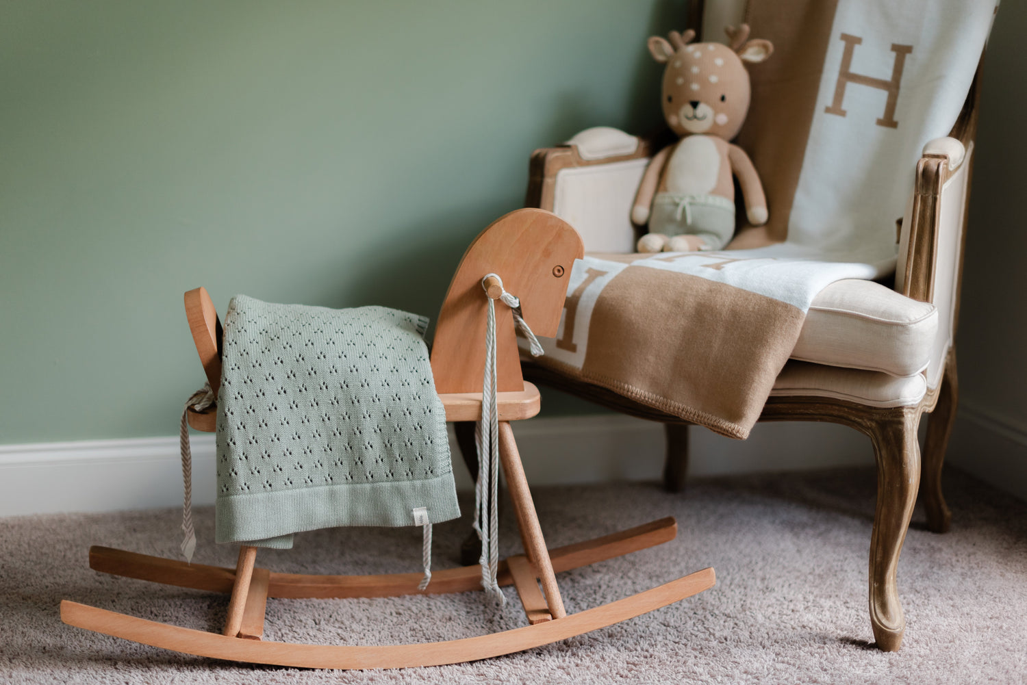 Mint Pointelle Knit Blanket