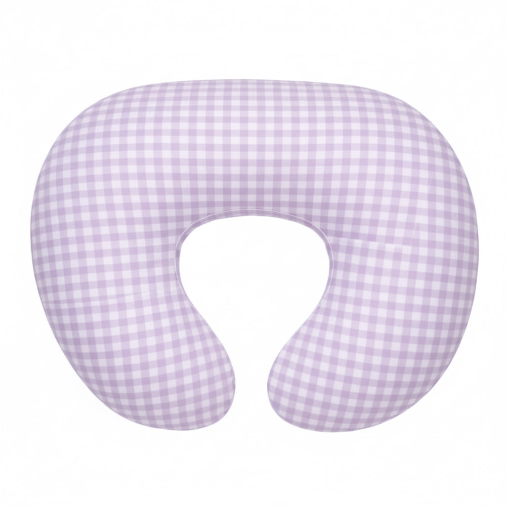 Purple Gingham Ruffle Nursing Pillow Cover