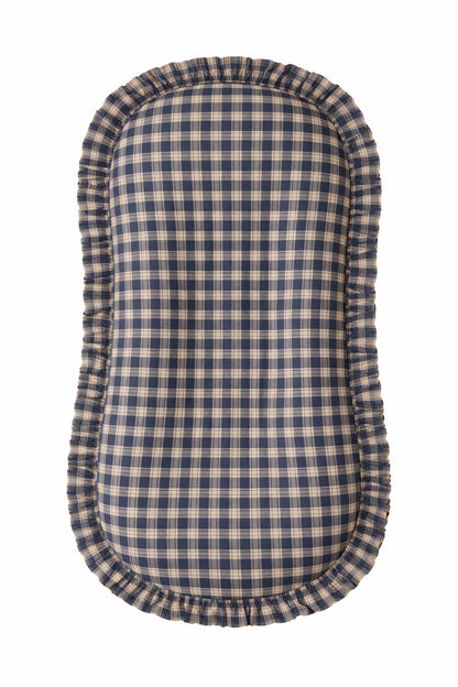 Blue Plaid Ruffle Baby Lounger Cover