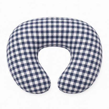 Navy Blue Gingham Ruffle Nursing Pillow Cover