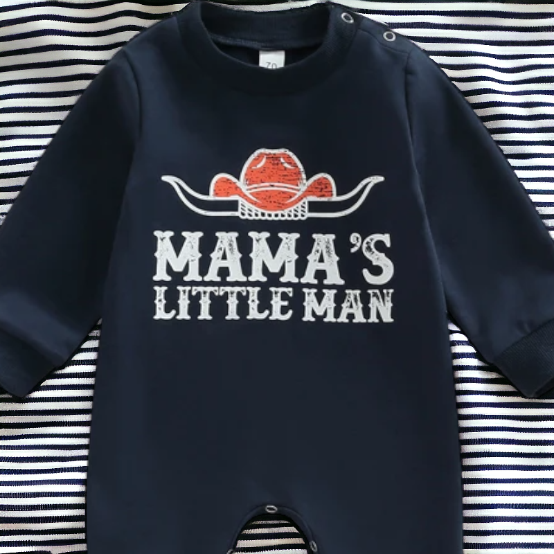 Mamas Little Man One Piece Cowboy Baby Romper - Gathering Littles