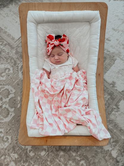 Sugar Pink &amp; White Checkered Stretch Swaddle