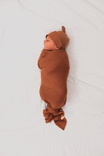 Cocoa Ribbed Stretch Swaddle