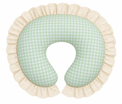 Gingham Ivory Eyelet Ruffle Original Nursing Pillow Cover