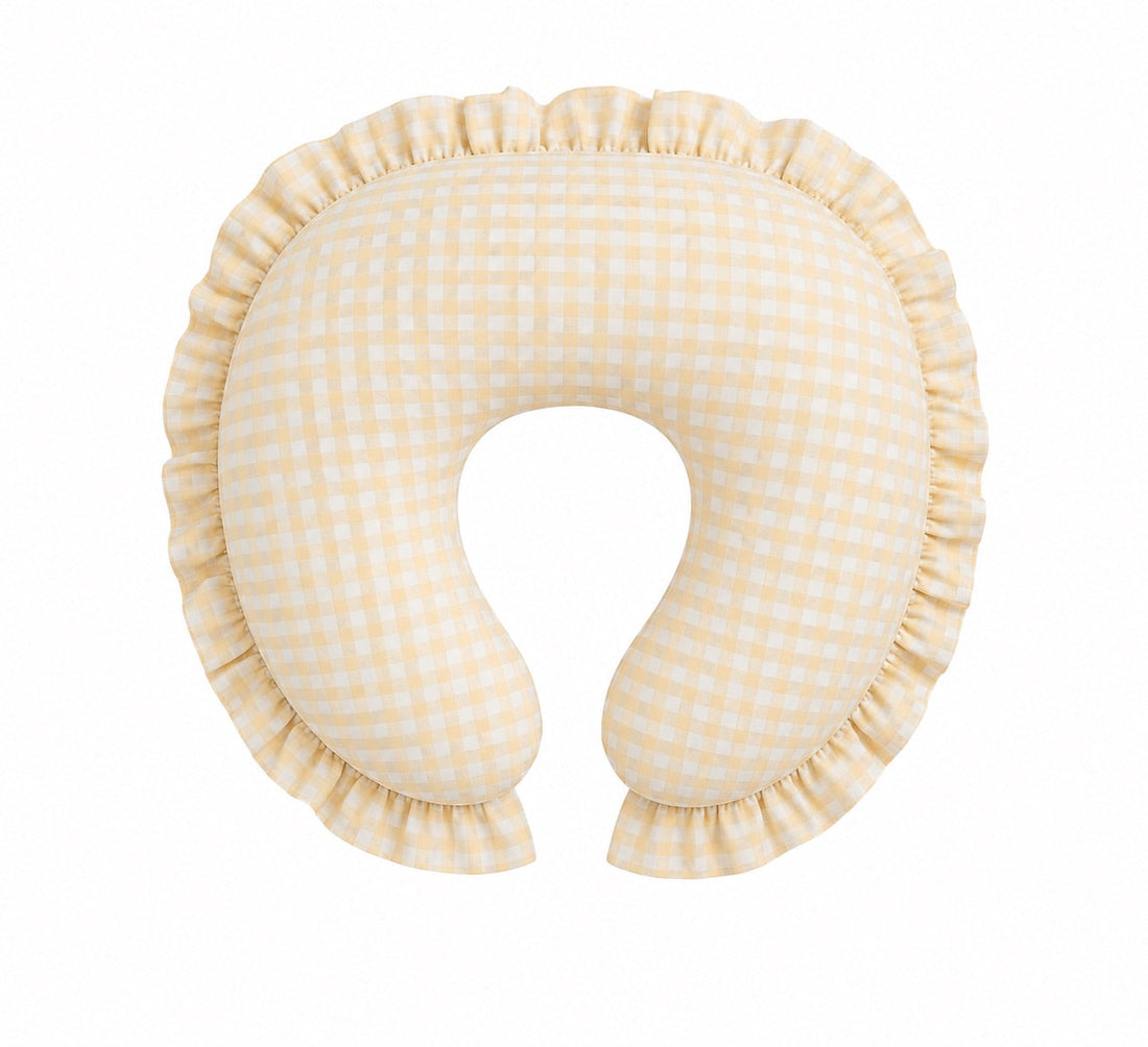 Yellow Gingham Ruffle Nursing Pillow Cover