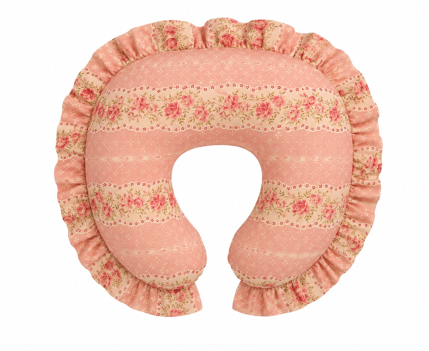 Pink Rose Ruffle Nursing Pillow Cover