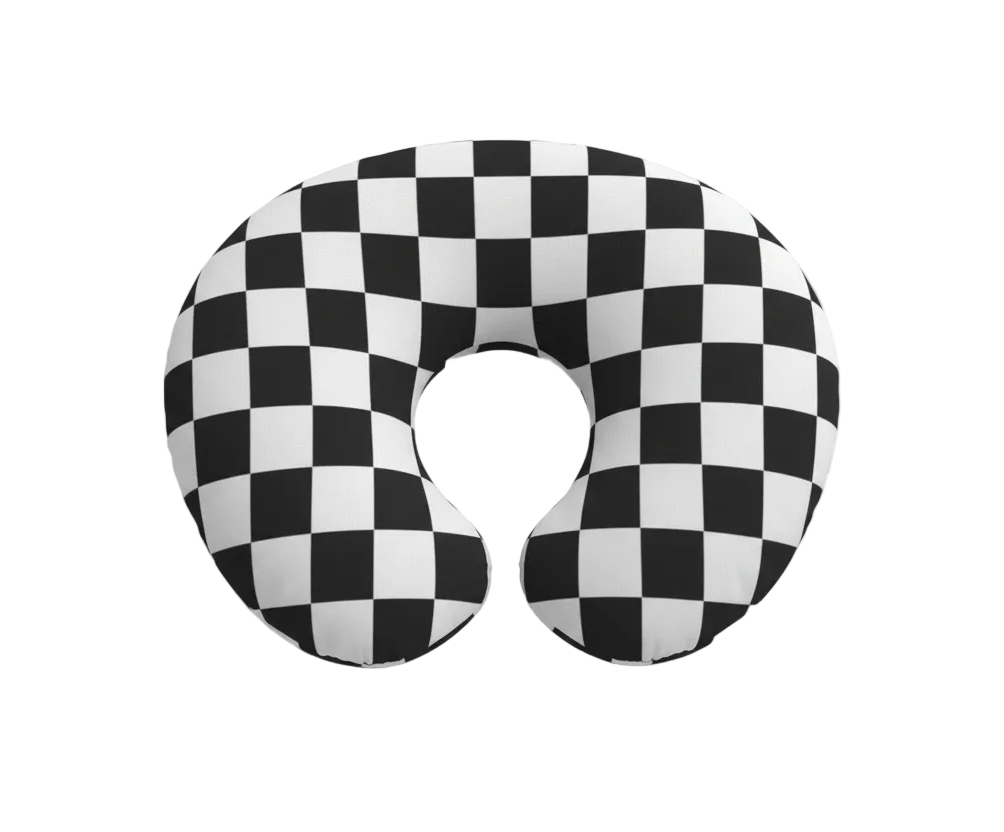 Race Black &amp; White Checkered Nursing Pillow Cover