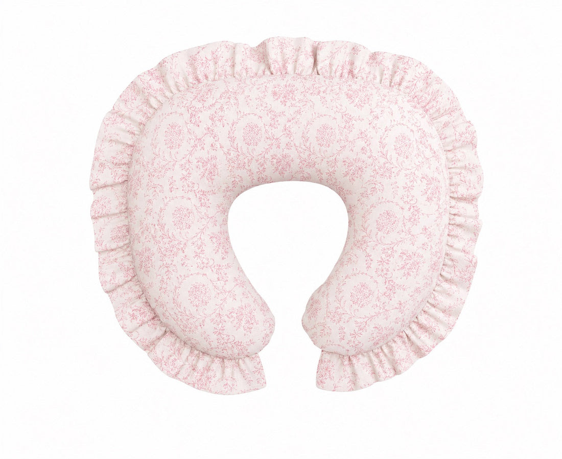 Pink Chinoiserie Ruffle Nursing Pillow Cover