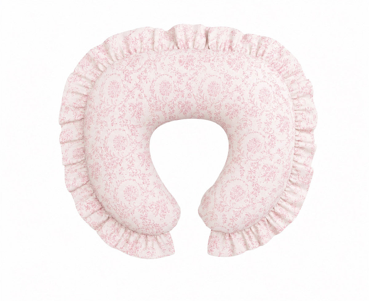 Pink Chinoiserie Ruffle Nursing Pillow Cover