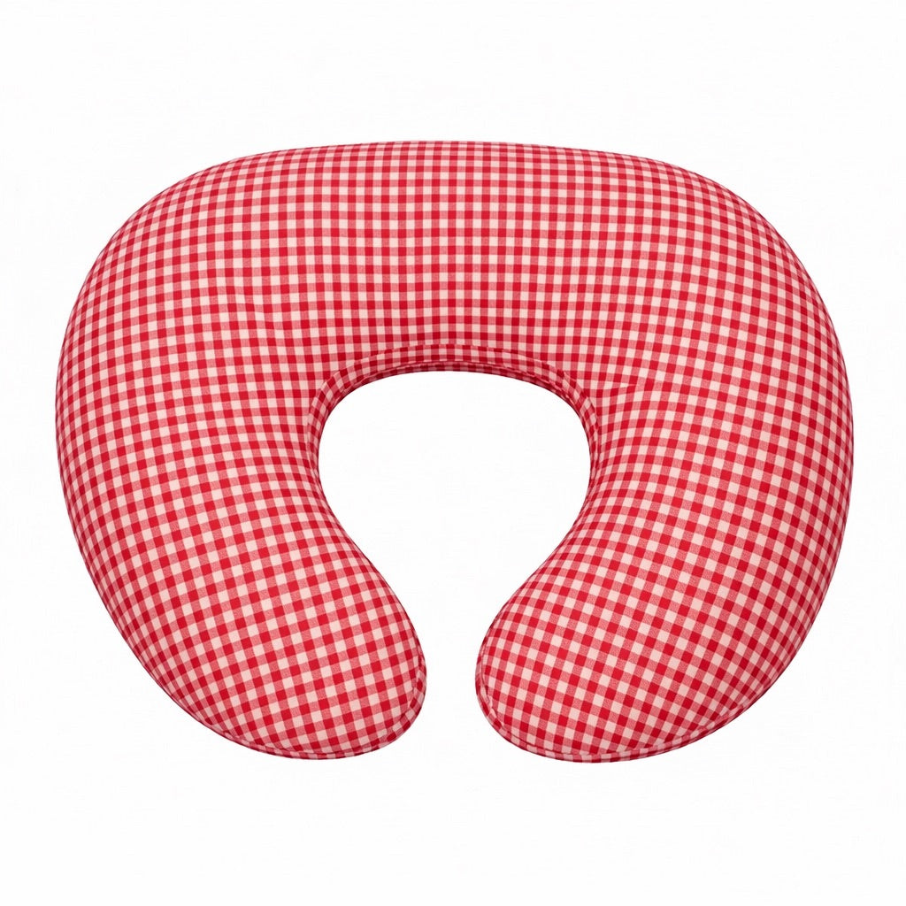 Red Gingham Ruffle Nursing Pillow Cover
