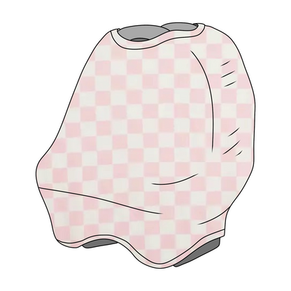 Sugar Pink &amp; White Checkered Carseat Cover