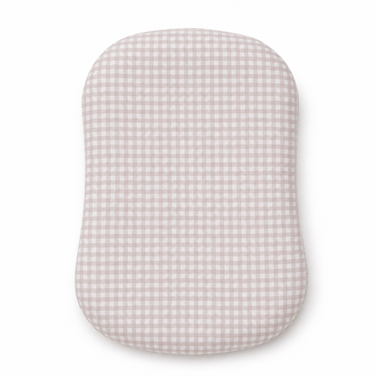 Beige Gingham Ruffle Baby Lounger Cover