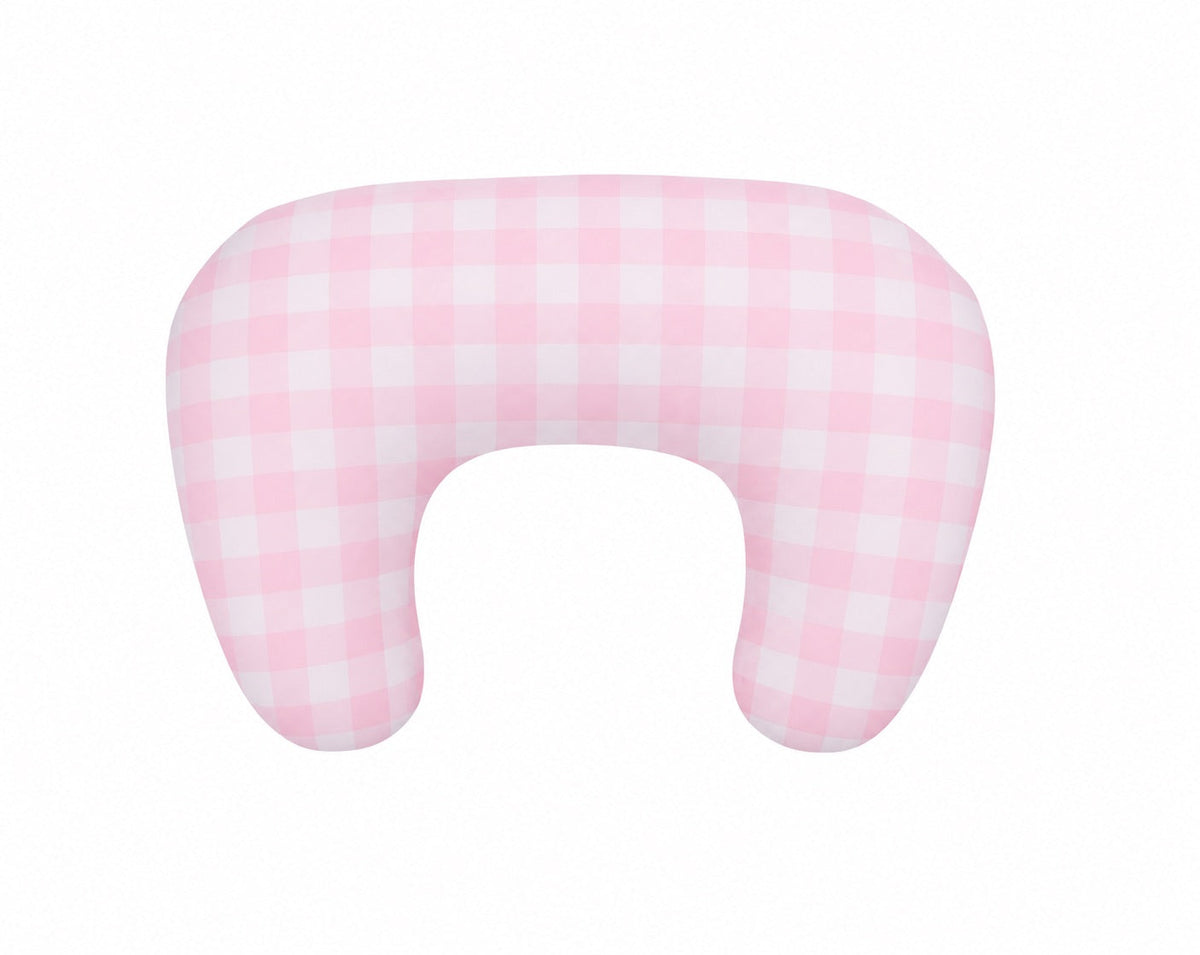 Light Pink Checkered Ruffle Nursing Pillow Cover