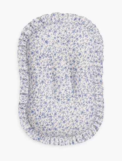 Blue Floral Ruffle Baby Lounger Cover